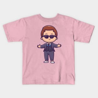 Cute Rich Boy Businessman Cartoon Kids T-Shirt